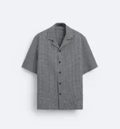 新品 ZARA Men チェックシアサッカーシャツ S 半袖シャツ ザラ