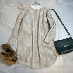 LILASIC リラシック バンドカラー 美品 ストライプシャツ チュニック M