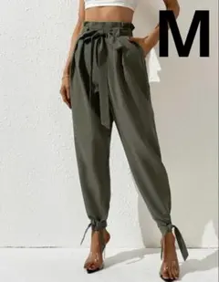 【即日発送】SHEIN オリーブグリーン ハイウエストスラックス