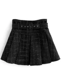 グレイル　インパン裏地ベルト付きツイードミニプリーツスカート at2145