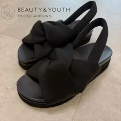 美品BEAUTY&YOUTH ビッグタイリボン バックストラップサンダルのサムネイル