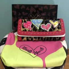 新品タグ付】シンクビー デニム ハート ビーズ 長財布 箱・保存袋付 