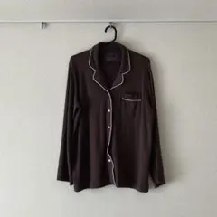 無印良品　脇に縫い目のない　レーヨン混カットソーパジャマ婦人Ｍ・ダークブラウン