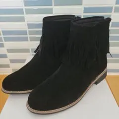 アーバンリサーチ フェイクスエードフリンジブーツ ブラック 37