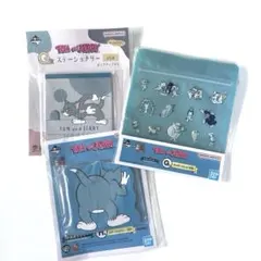 【トムとジェリー】一番くじ　ステーショナリー　メモ&ジッパーバック　トム