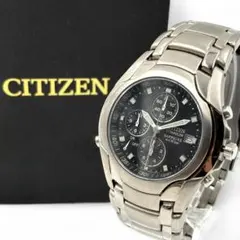 【美品】シチズン 腕時計 クロノグラフ デイト スーパーチタニウム 新品電池交換