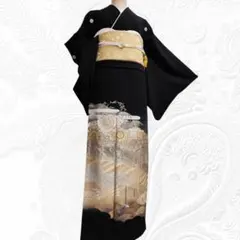 ❰6591❱ フルセット　黒留袖　作家　和田光正　落款　袋帯　フォーマル　結婚式のサムネイル