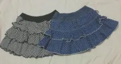 【中古】120サイズ　テアードスカート２枚セットフリル