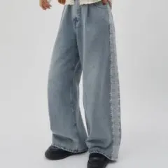 Discoat 【umm.】サイドレースデニムワイドパンツ Lのサムネイル