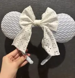 ディズニーシー カチューシャ ミニー レース 水色