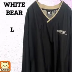 WHITE BEAR ナイロンジャケット L 黒 刺繍 アメリカ古着　メッシュ