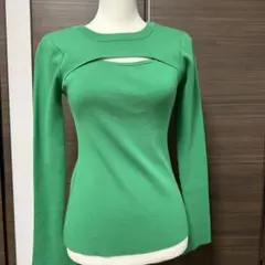 グリーン 長袖ニットセーター Sサイズ　AZUL