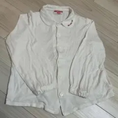 【ビンテージレトロ】ミキハウス 110 ホワイト 長袖襟付きシャツ