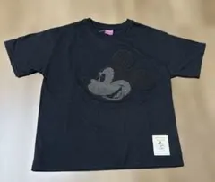 ミッキーマウス 刺繍 Tシャツ 黒