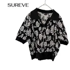 SUREVE半袖総柄花柄トップス　ブラウス　ニット　ギャル　大きめL