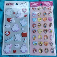 ベイマックス　プリンセス　シール　セリア　ストーンシール　ふわふわシール