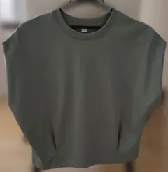 GU フレンチスリーブTシャツSサイズ　オリーブグリーン