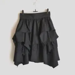 HARE　タックイレヘムミニスカート　黒　Ｍ〜L　レース段切替え　後ろゴム入り