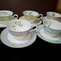 ナルミ　ボーンチャイナ　ティー カップ&ソーサー　5客セット