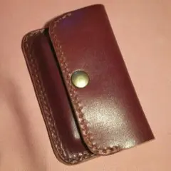 本革☆コインケース*カードケース★英字型押 ハンドメイド