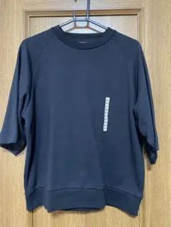 無印　度詰め裏毛五分袖プルオーバーＭ～Ｌ　タグ付き新品未使用