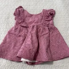 プティマイン ピンク　刺繍フリル　トップス