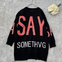 An EL. dora-do ビッグロゴ　オーバーサイズニット　黒/ピンク