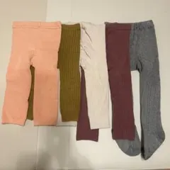 カラフルリブ編みレギンスセット 70-80cm