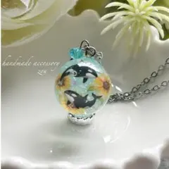 シマエナガとミモザ咲く青空＊レジンネックレス - メルカリ