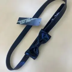 블록 의류 블랙 에나멜 리본 벨트