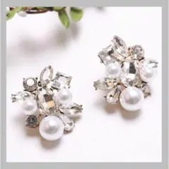 18番　ピアス クリスタル パール アクセサリー ウェディング　ブライダル