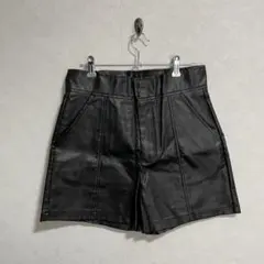 送料無料！GRL ショートパンツ 黒 フェイクレザー Lサイズ レディース