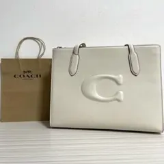 早い者勝ち！訳あり新品 COACH トートバッグ ビッグロゴ ホワイト系