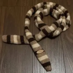細マフラー ブラウン ベージュ ボーダー