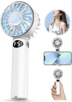ハンディファン 携帯扇風機 12枚羽根 -16℃瞬間冷却 冷感プレート 首掛け