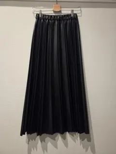 チャオパニック☆美品☆フェイクレザースカート F ブラック プリーツ ロング