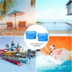 アームリング 大人 子供用浮き輪 インフレータブルアームバンド 腕輪 ブルー