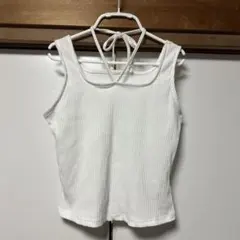 ＊水通しのみ＊丈短めタンクトップ＊ホワイト＊L＊
