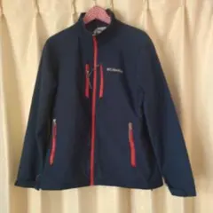 コロンビア　ソフトシェルジャケット！ネイビーL ロゴ刺繍