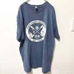 ギルダン Tシャツ 丸首 半袖 ロゴプリント L 青 コットン お出かけ