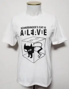 【Lサイズ】シュレディンガーの猫　ホワイト　ネコ　ぬこ　半袖　ロック