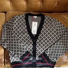 DRESSTERIOR クロスダイヤジャガード　カーディガン　ブラック系