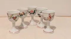 4/23お値下げ！花柄陶器お猪口　ワインカップ　5個セット