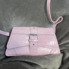 ピンク クロコダイル風 ショルダーバッグ