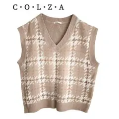 2637 美品 C・O・L・Z・A コルザ 千鳥柄ニットベスト M