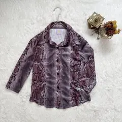 HOLLY WOOD SIMPLE パイソン柄 長袖シャツ 高級感 光沢感 ヘビ