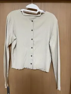 GU クリーム リブ編み カーディガン XL