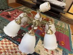 ★週末sale★東芝シャンデリア 6灯 ホワイトガラス　大阪引取！！