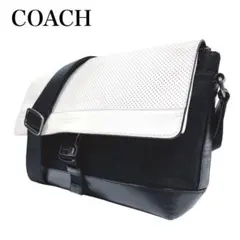 COACH コーチ ワンショルダーバッグ ロゴ型押し 大容量 パンチング 白