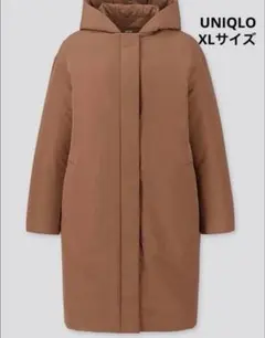 UNIQLO フード付きダウンジャケット XL ブラウン
